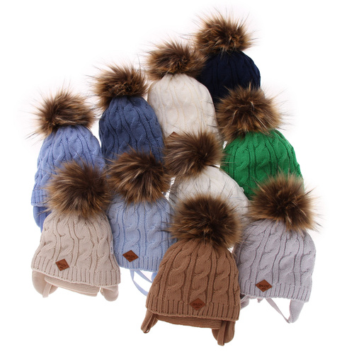 Ensemble d'hiver garçon: bonnet et écharpe, vert, avec pompon, Minor