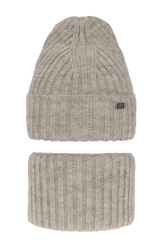 Ensemble d'hiver fille: bonnet et snood, beige, Valentine