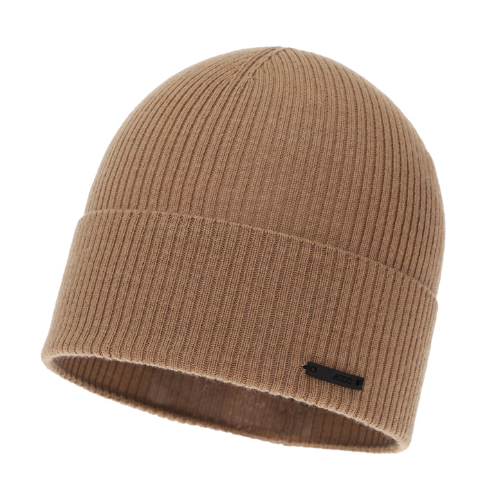 Bonnet automne/printemps homme, camel, avec laine mérinos, Fleur