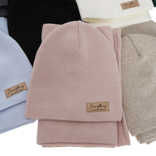 Ensemble automne/printemps femme: bonnet et écharpe, rose, Zula