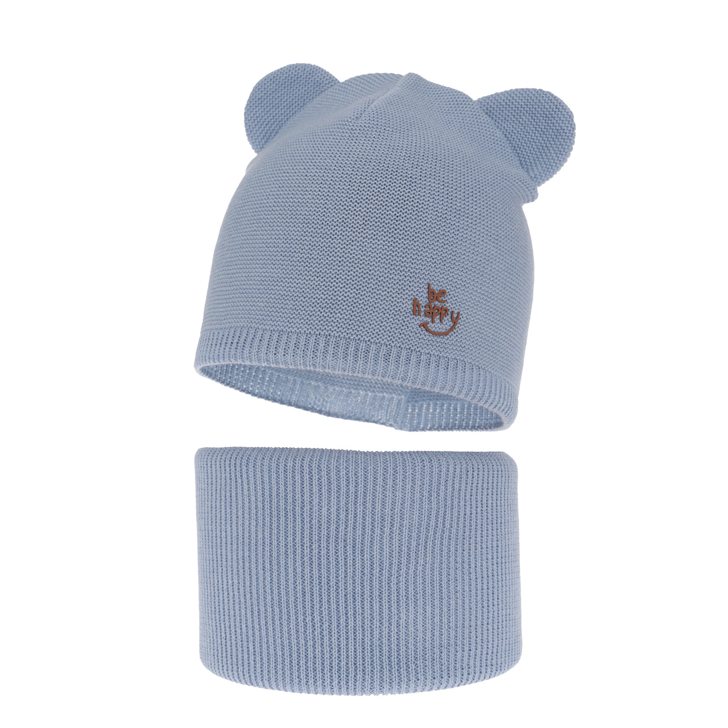 Ensemble automne/printemps garçon: bonnet et snood, avec coton, bleu clair, Ludvic