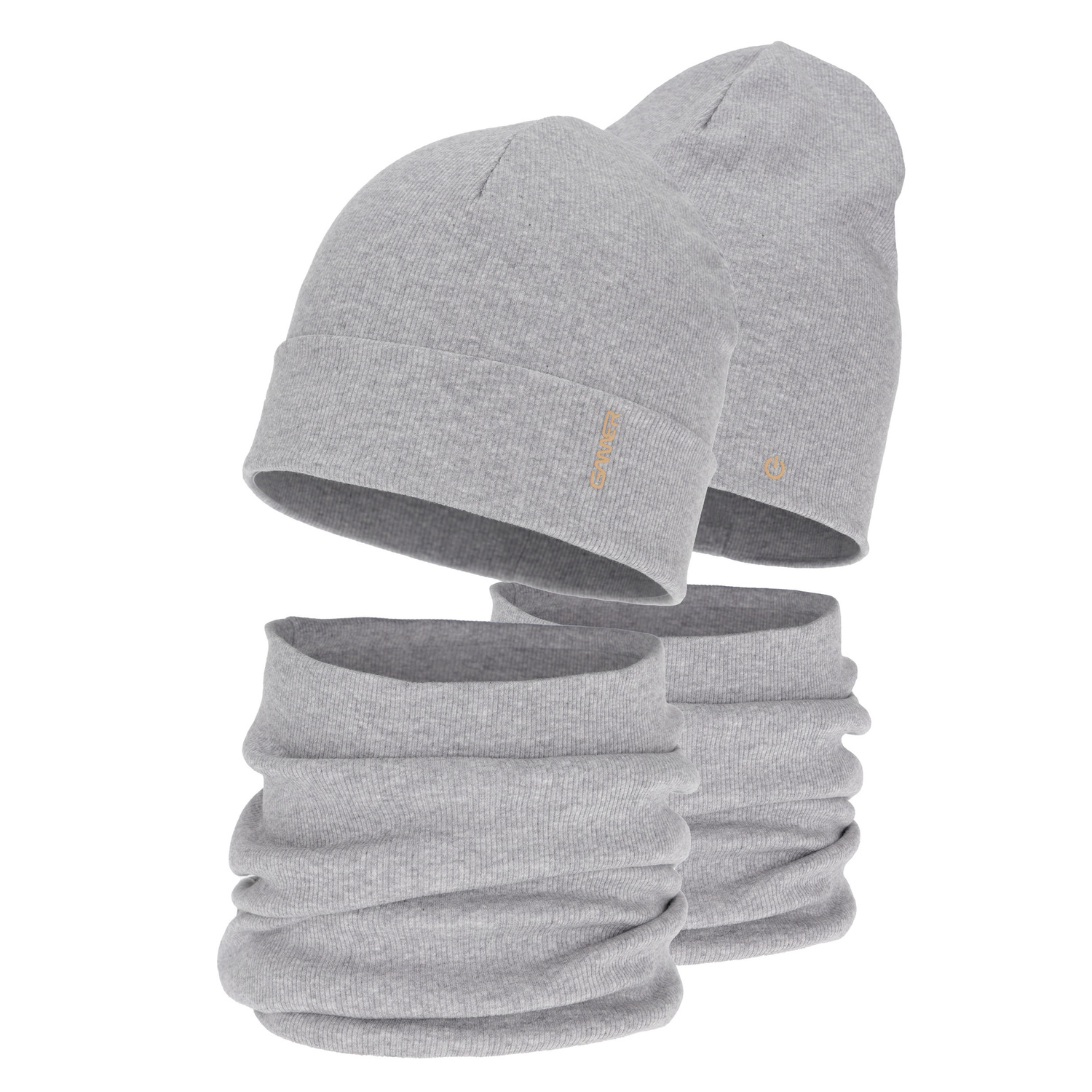 Ensemble automne/printemps garçon: bonnet et snood, coton, gris, Desider