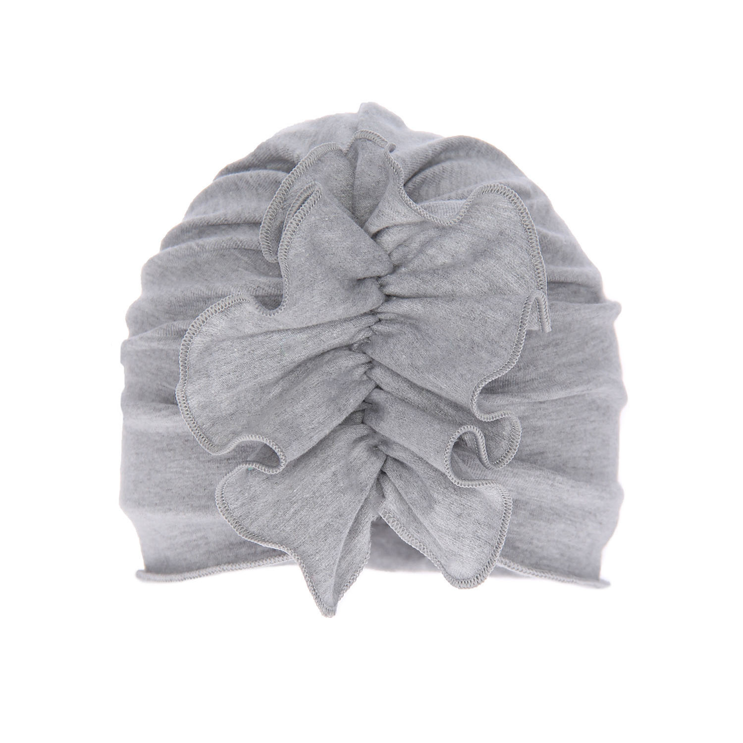 Bonnet automne/printemps fille, grise, en coton, avec fronces, Werka