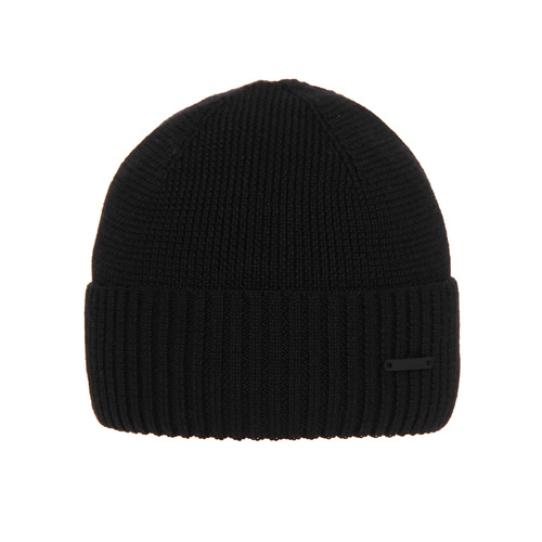 Bonnet d'hiver homme, noir, avec laine mérinos, Henk