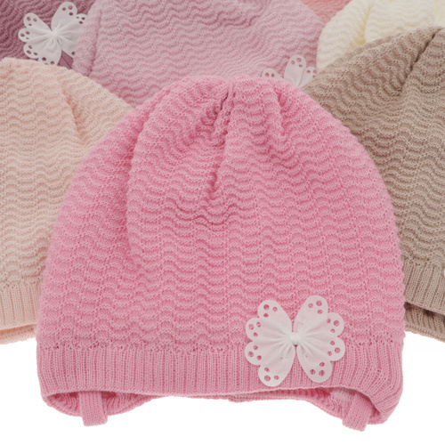 Bonnet automne/printemps fille, crème, avec liens, Madelin