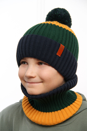 Ensemble d'hiver garçon: bonnet et snood, noir, Karson