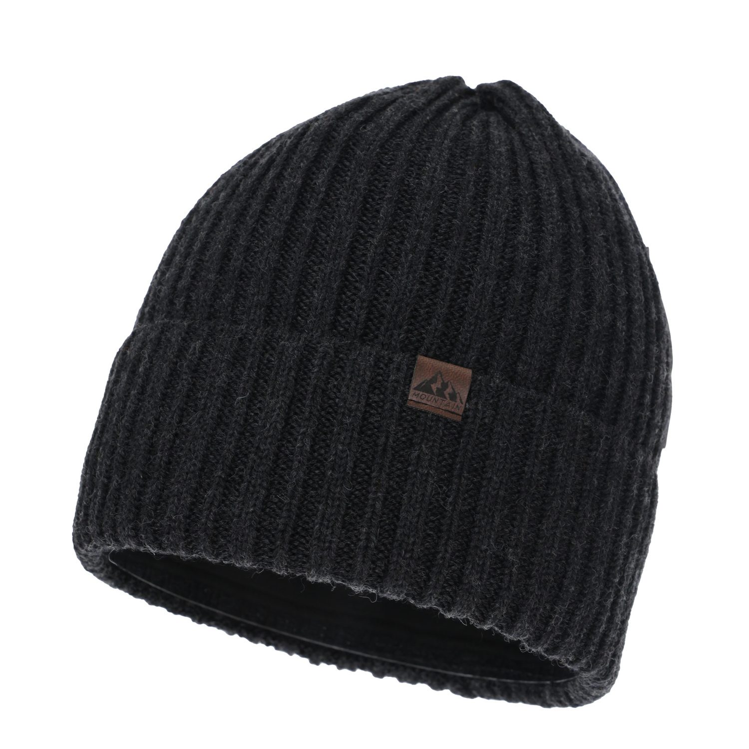 Bonnet d'hiver homme, gris foncé, avec laine mérinos, Huno
