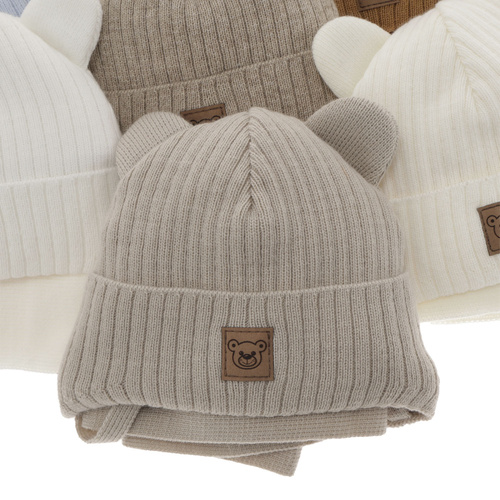 Ensemble d'hiver garçon: bonnet et écharpe, blanc, Anthony