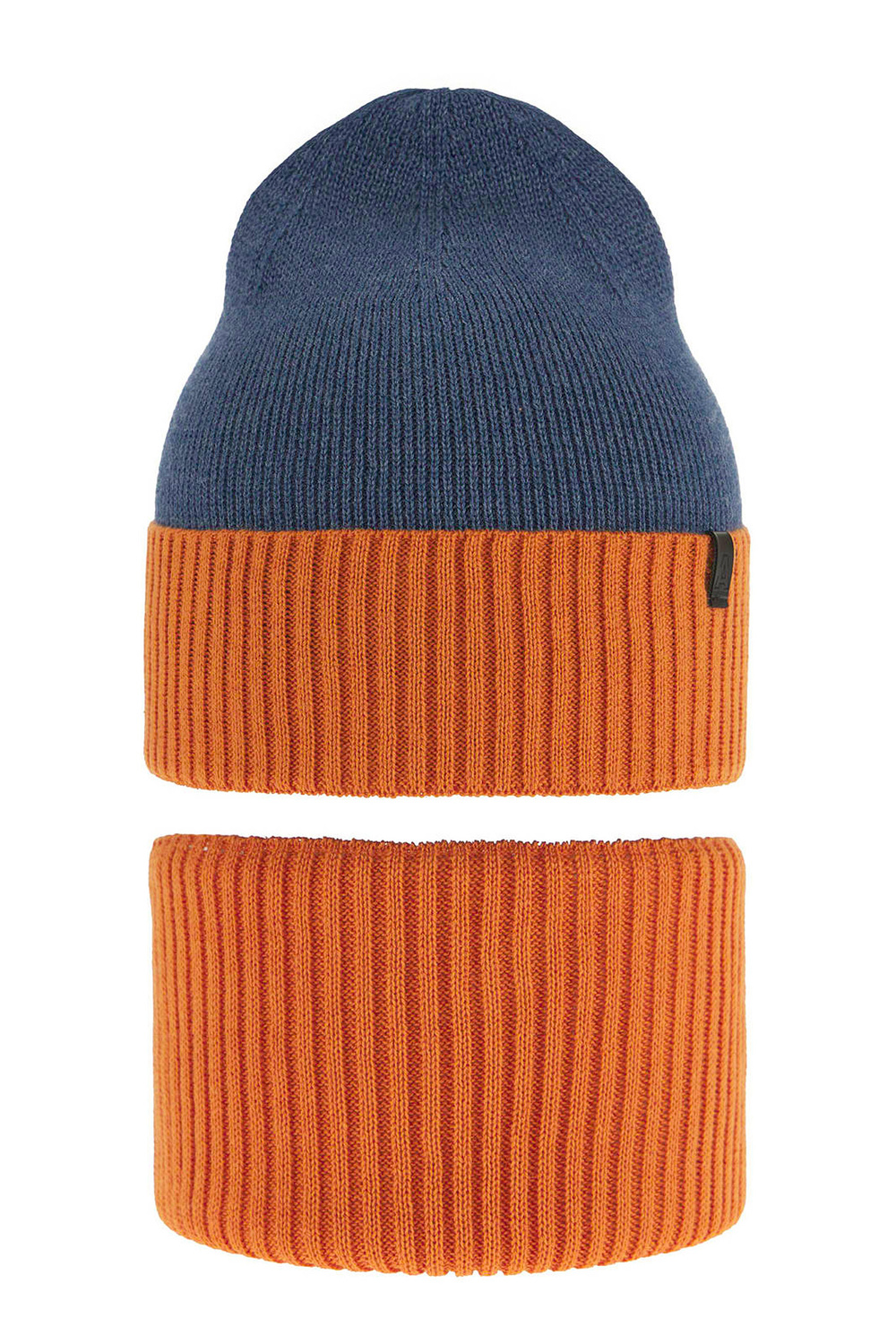 Ensemble automne/printemps garçon: bonnet et snood, avec coton, orange, Tauros