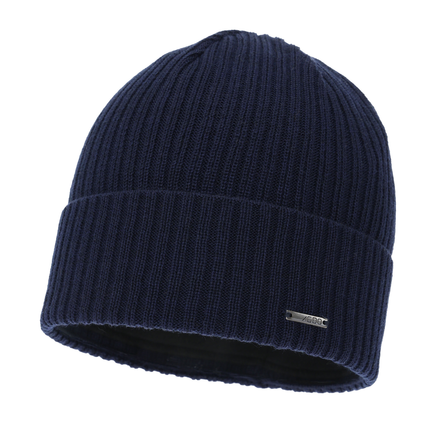 Bonnet d'hiver homme, bleu marine, avec laine mérinos, Baltor