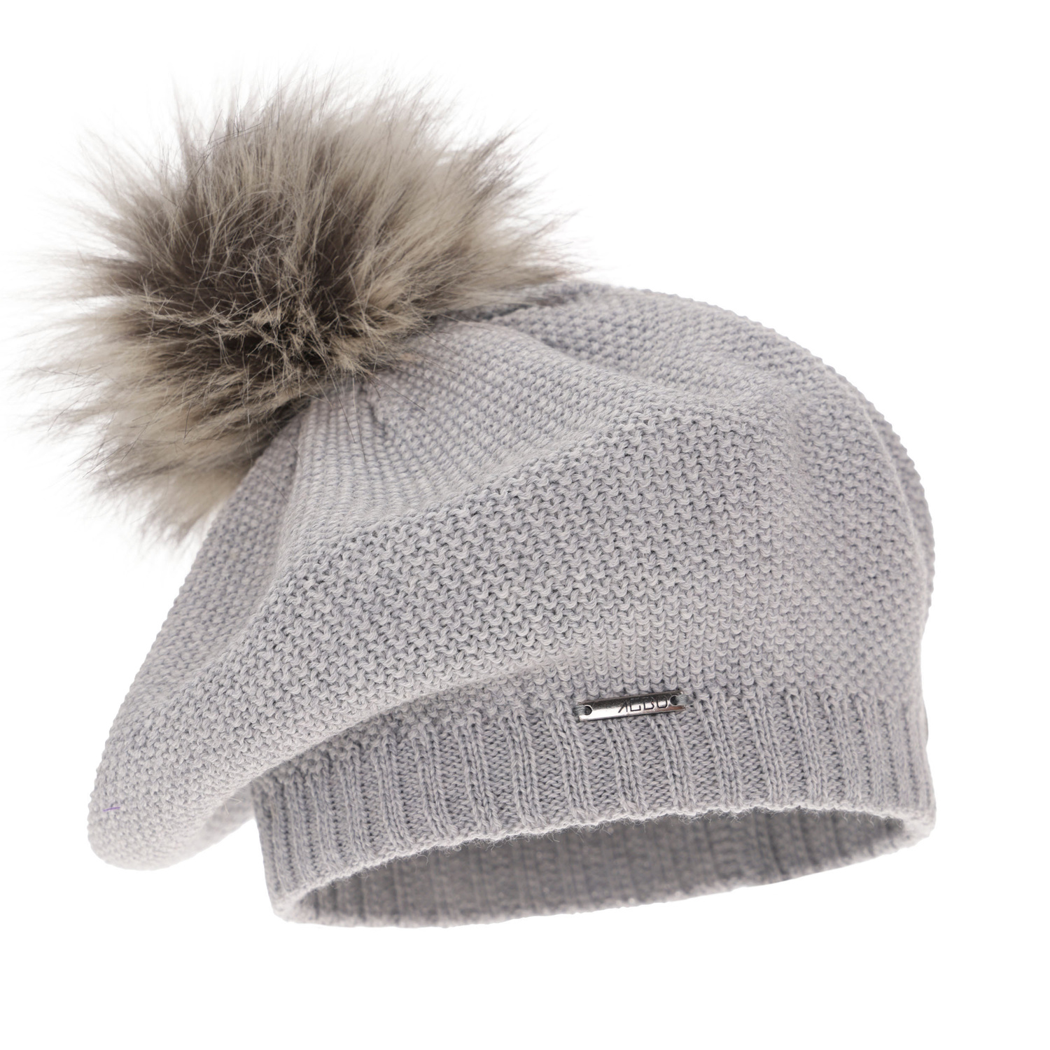 Beret d'hiver femme, gris, avec laine mérinos, Bonnie