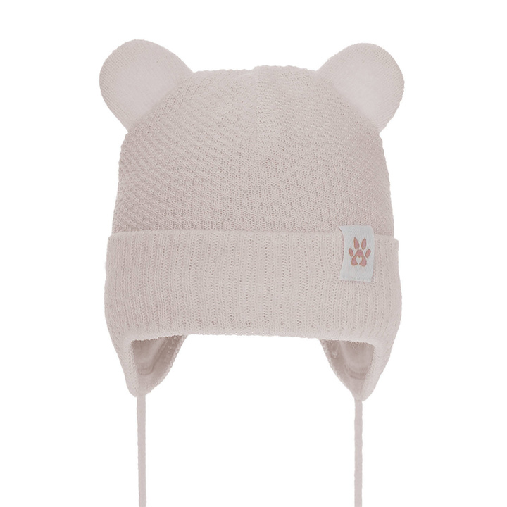 Bonnet d'hiver fille, beige, avec liens, Lala