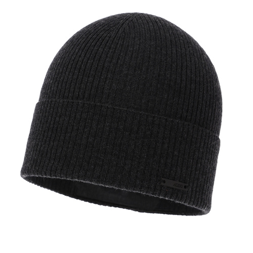 Bonnet automne/printemps homme, gris foncé, avec laine mérinos, Fleur