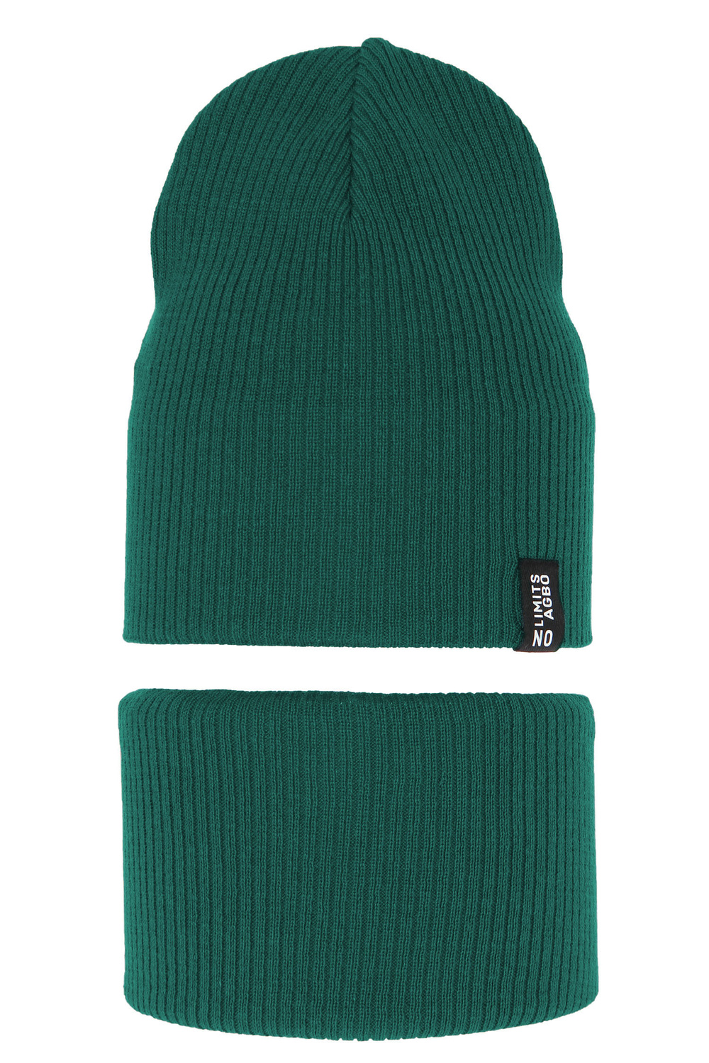 Ensemble automne/printemps garçon: bonnet et snood, avec coton, szmaragdowy, Tunis