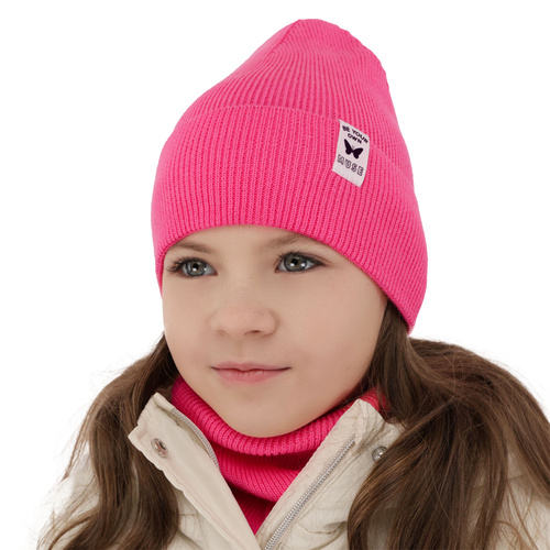 Ensemble automne/printemps fille: bonnet et snood, avec coton, blanc, Leonita