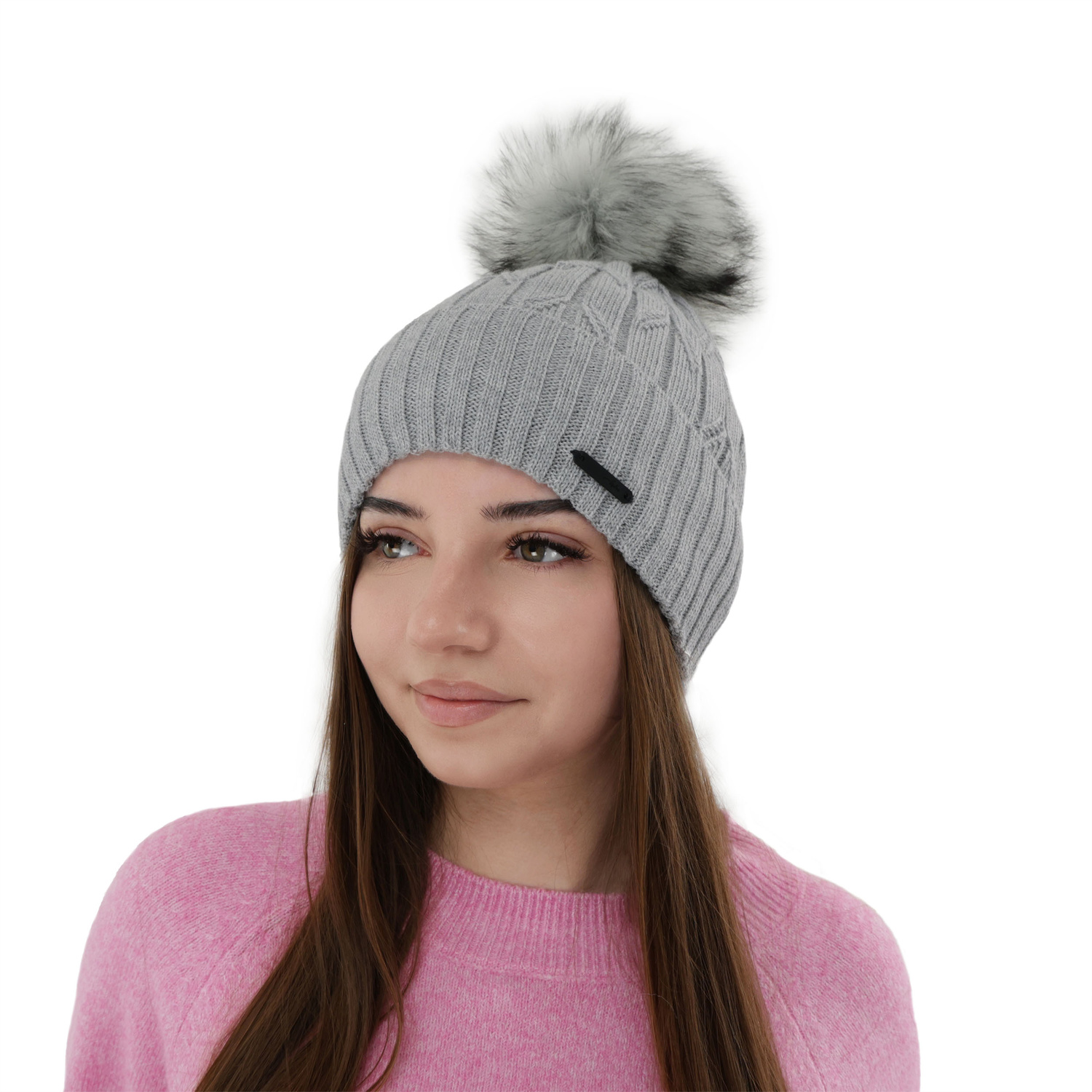 Bonnet d'hiver femme, rose, avec laine mérinos, Talaria