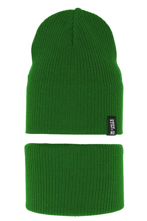 Ensemble automne/printemps garçon: bonnet et snood, avec coton, vert, Tunis