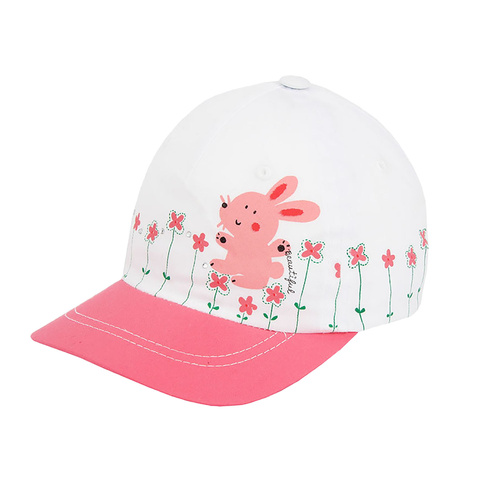 Casquette fille, blanc, avec visière rose, avec lapin, Ola