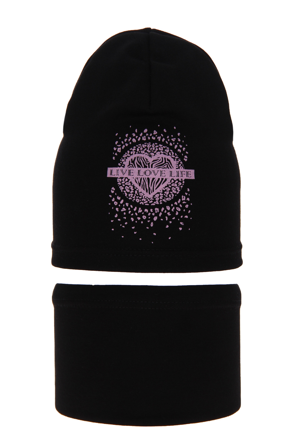 Ensemble automne/printemps fille: bonnet et snood, noir, en coton, Esmeralda
