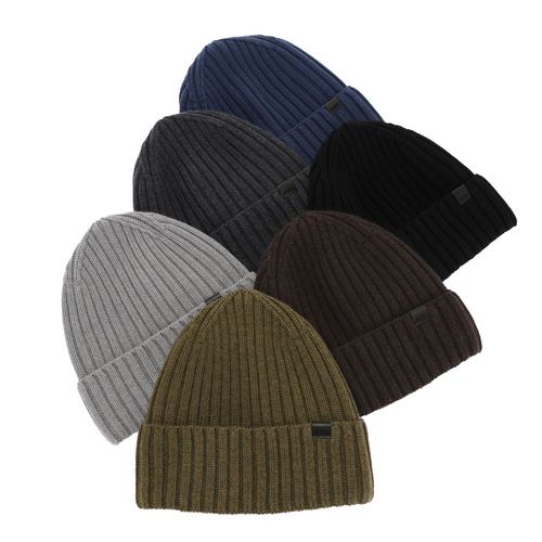 Bonnet d'hiver homme, noir, 100% Laine Mérinos Extrafine, Nathan