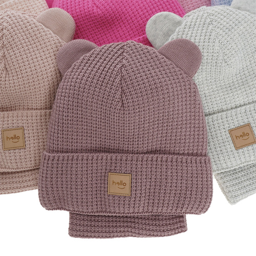 Ensemble d'hiver fille: bonnet et snood, blanc, Harper