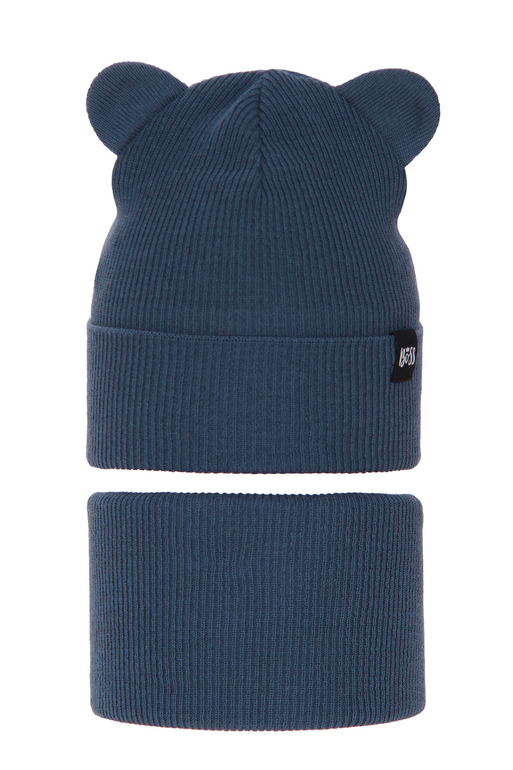 Ensemble automne/printemps garçon: bonnet et snood, avec coton, bleu, Grajan