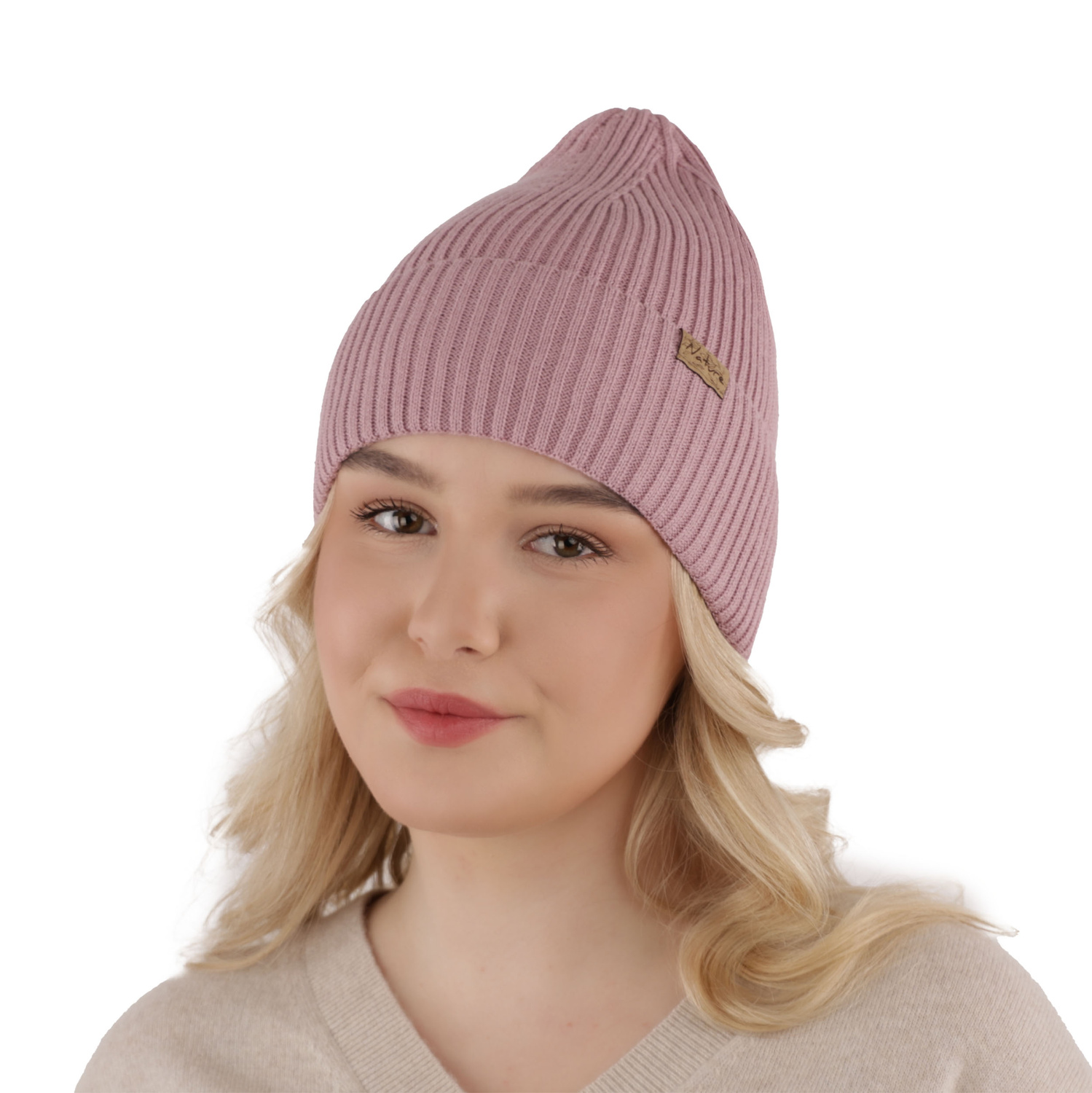 Bonnet d'hiver femme, avec coton, wrzosowy, Messina