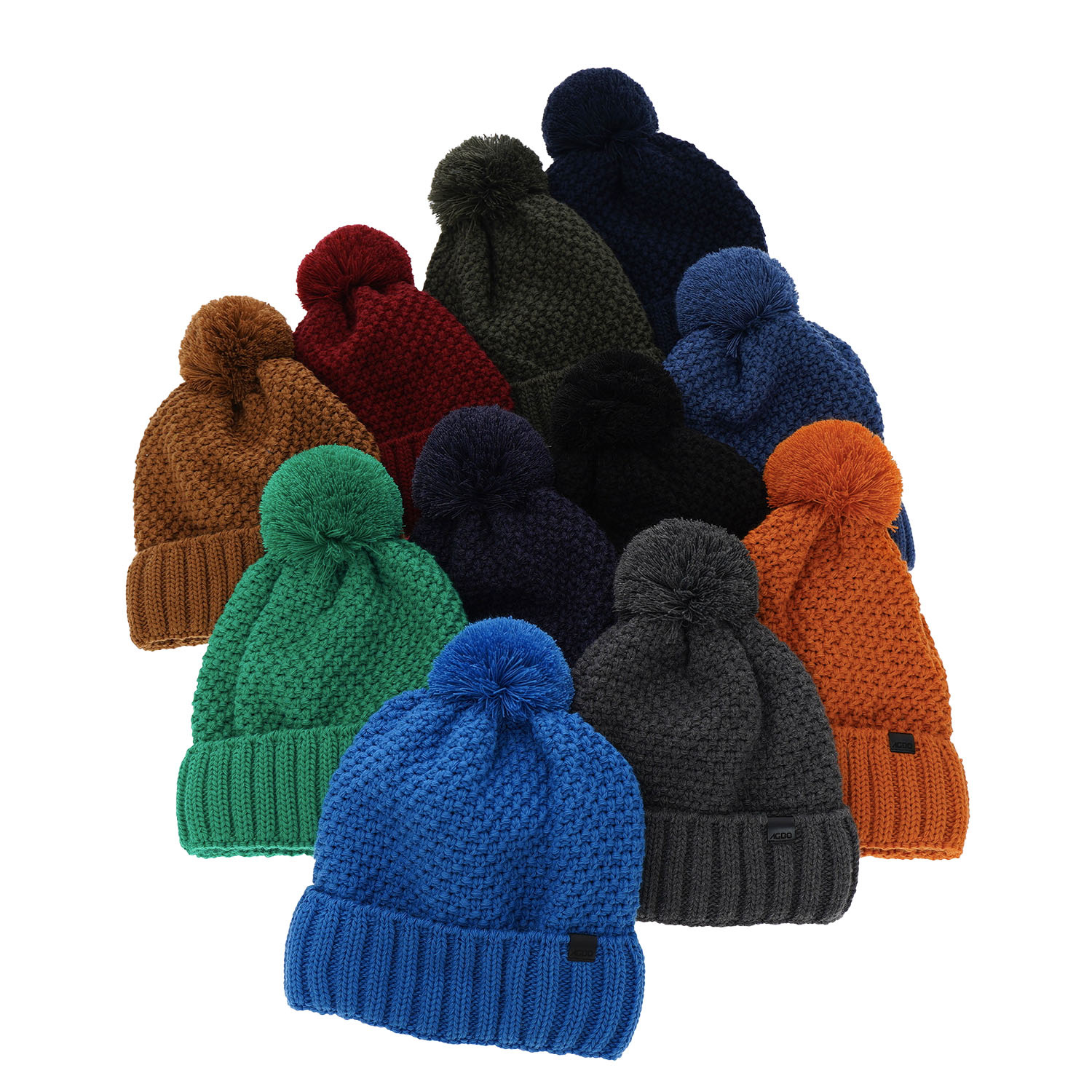Bonnet d'hiver garçon, bleu marine, avec pompon, Polins