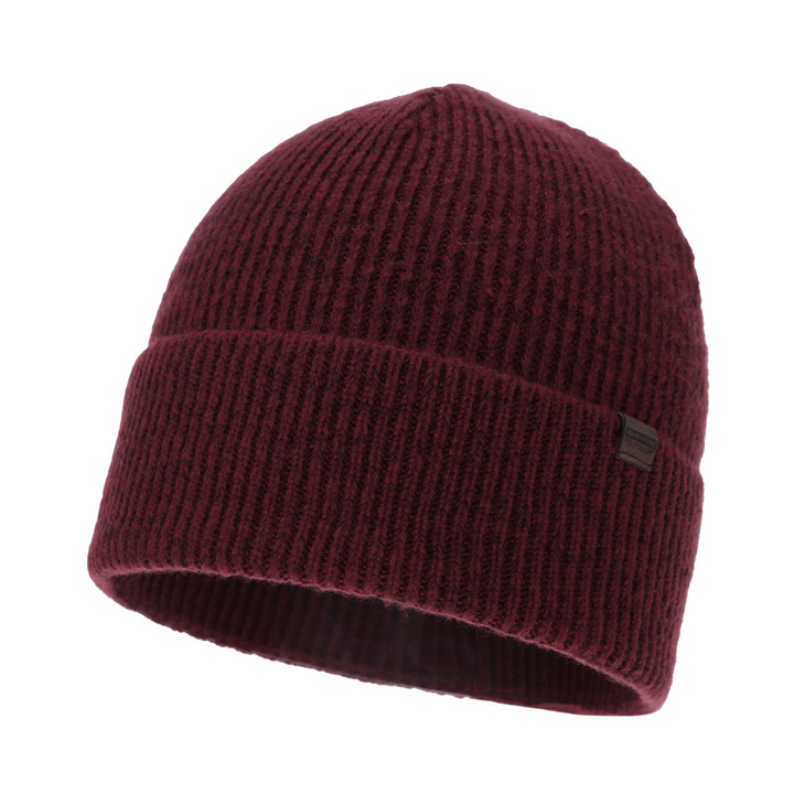 Bonnet d'hiver homme, bordeaux, avec laine mérinos, Korins