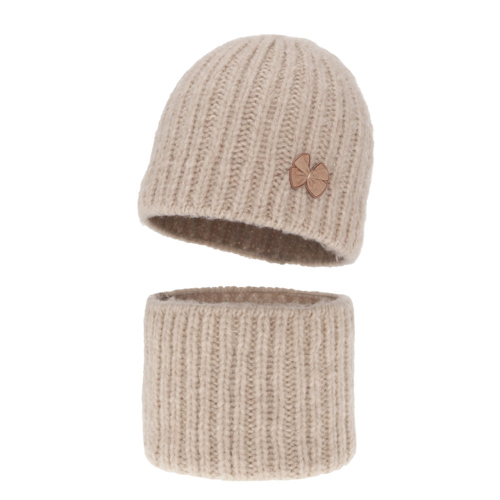 Ensemble d'hiver fille: bonnet et snood, beige, Ingrid