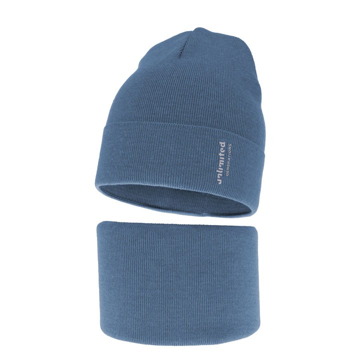 Ensemble automne/printemps garçon: bonnet et snood, avec coton, bleu, Timothe