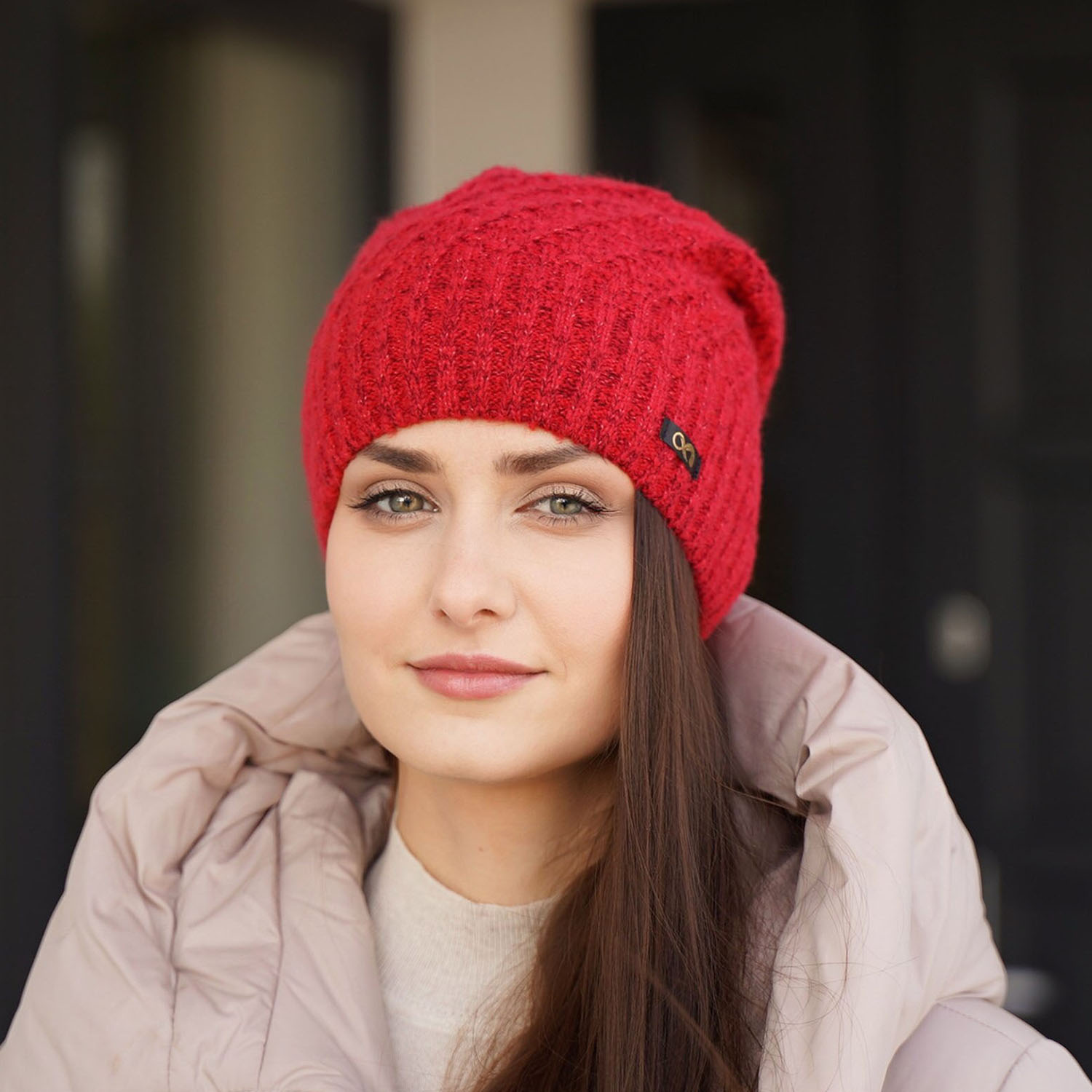 Bonnet d'hiver femme, miodowy, avec laine mérinos, Misha