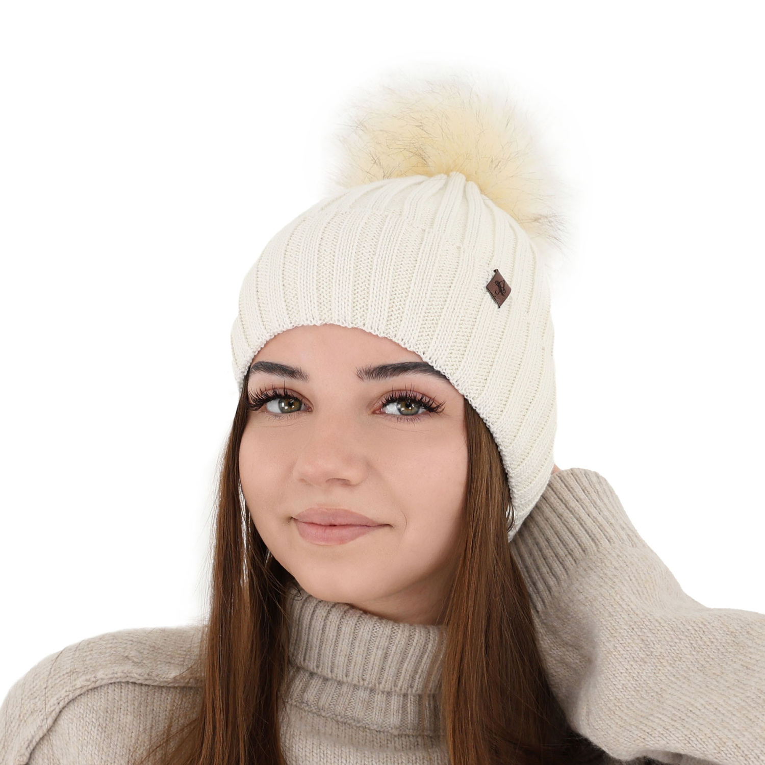 Bonnet d'hiver femme, rose, avec laine mérinos, Texa