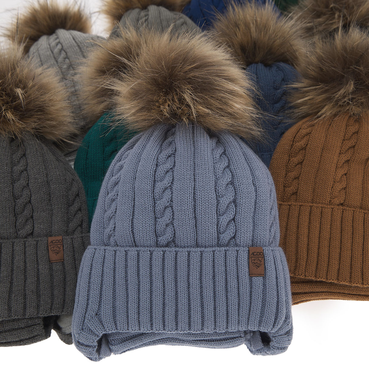 Ensemble d'hiver garçon: bonnet et tour de cou, bleu, avec liens, avec pompon, Peter