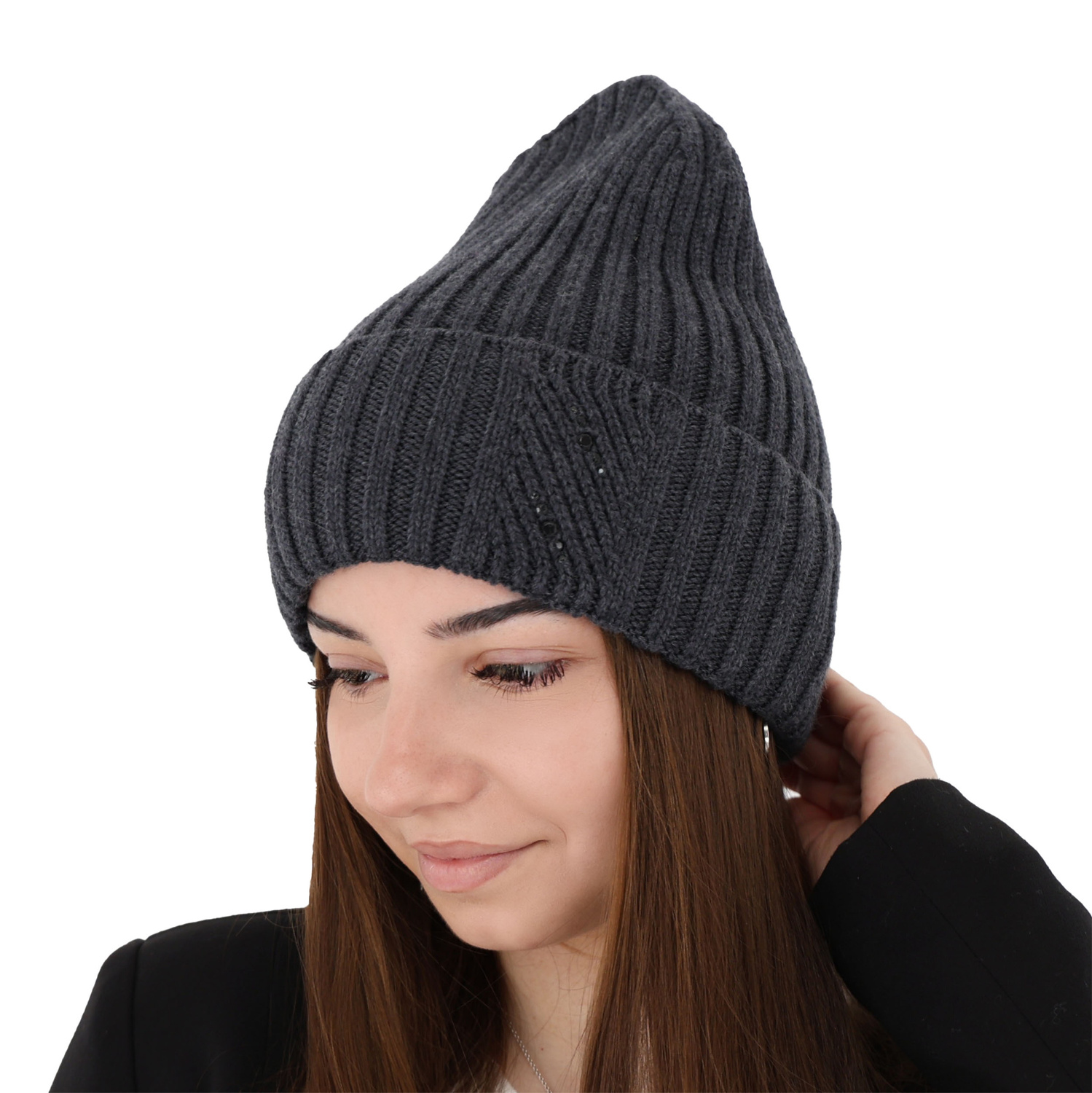 Bonnet d'hiver femme, blanche, avec laine mérinos, Ariga