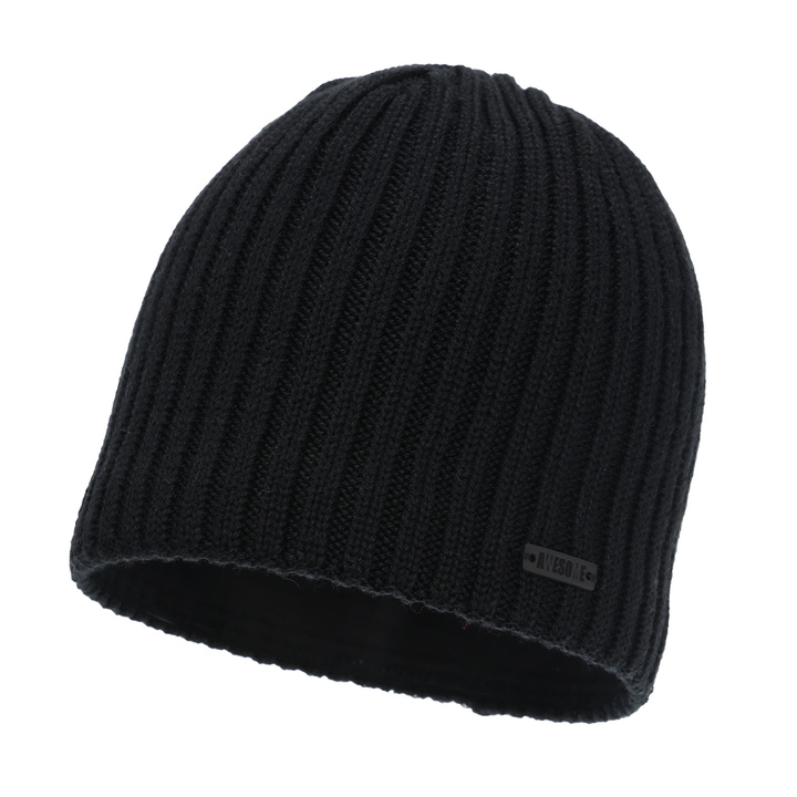 Bonnet d'hiver homme, noir, avec laine mérinos, Adagio