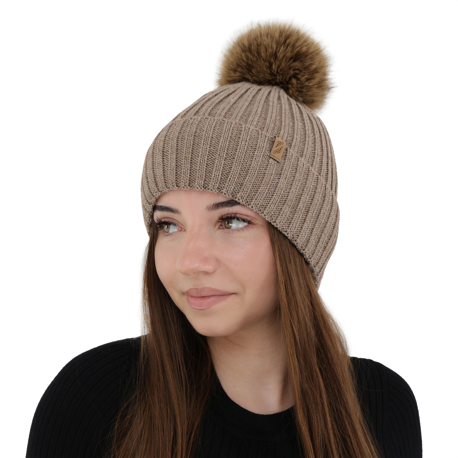 Bonnet d'hiver femme, violet, avec laine mérinos, Zamira