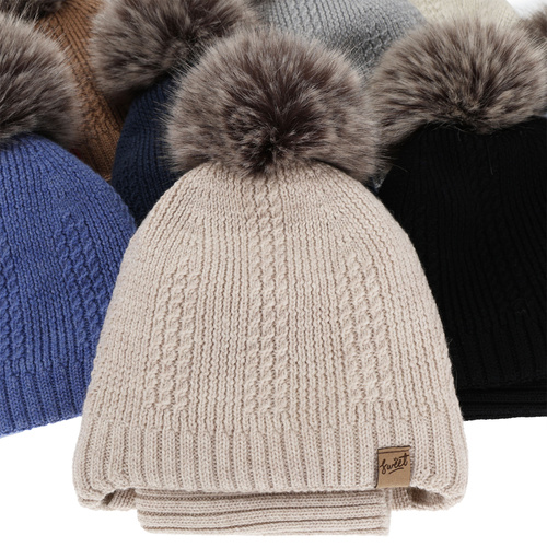 Ensemble bonnet et tour de cou garçon, hiver, bleu, 100% laine mérinos, doublé polaire laine, à nouer Danny