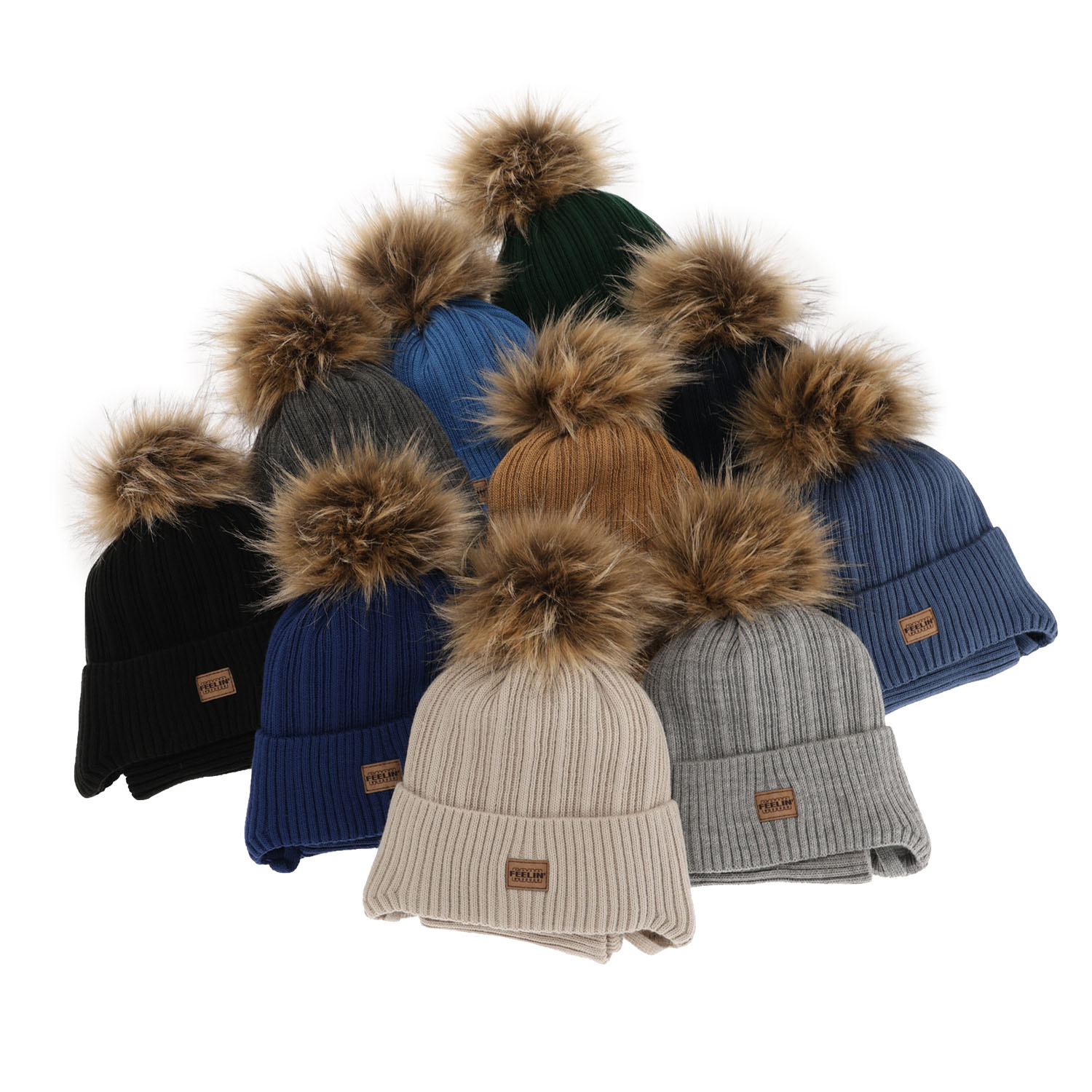 Ensemble d'hiver garçon: bonnet et snood, vert, avec pompon, avec liens, Eger
