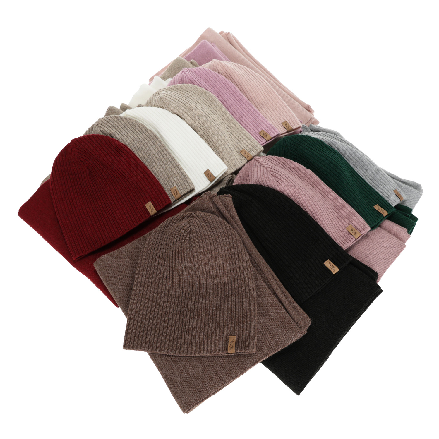 Ensemble d'hiver femme: bonnet et écharpe, brązowy, Fena