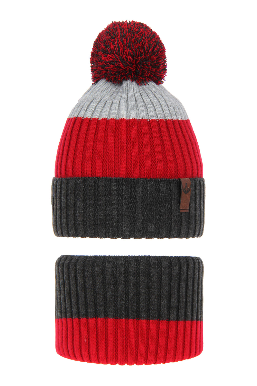Ensemble d'hiver garçon: bonnet et snood, gris, Karson