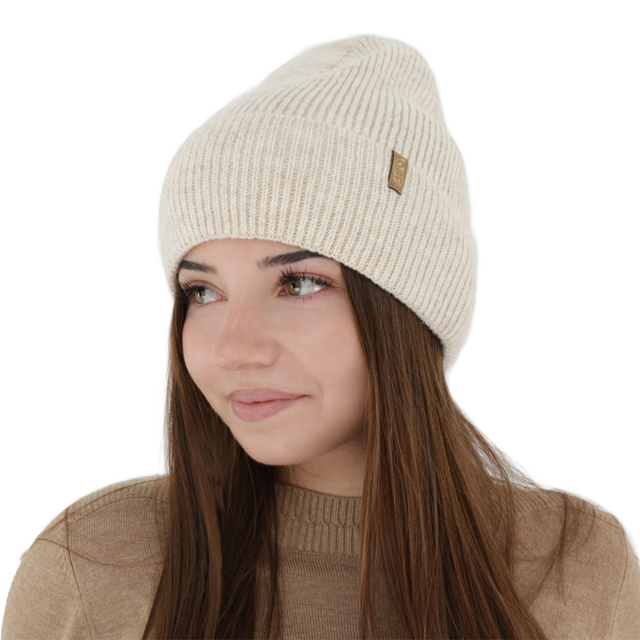 Bonnet d'hiver femme, beige, avec laine mérinos, Tahoe