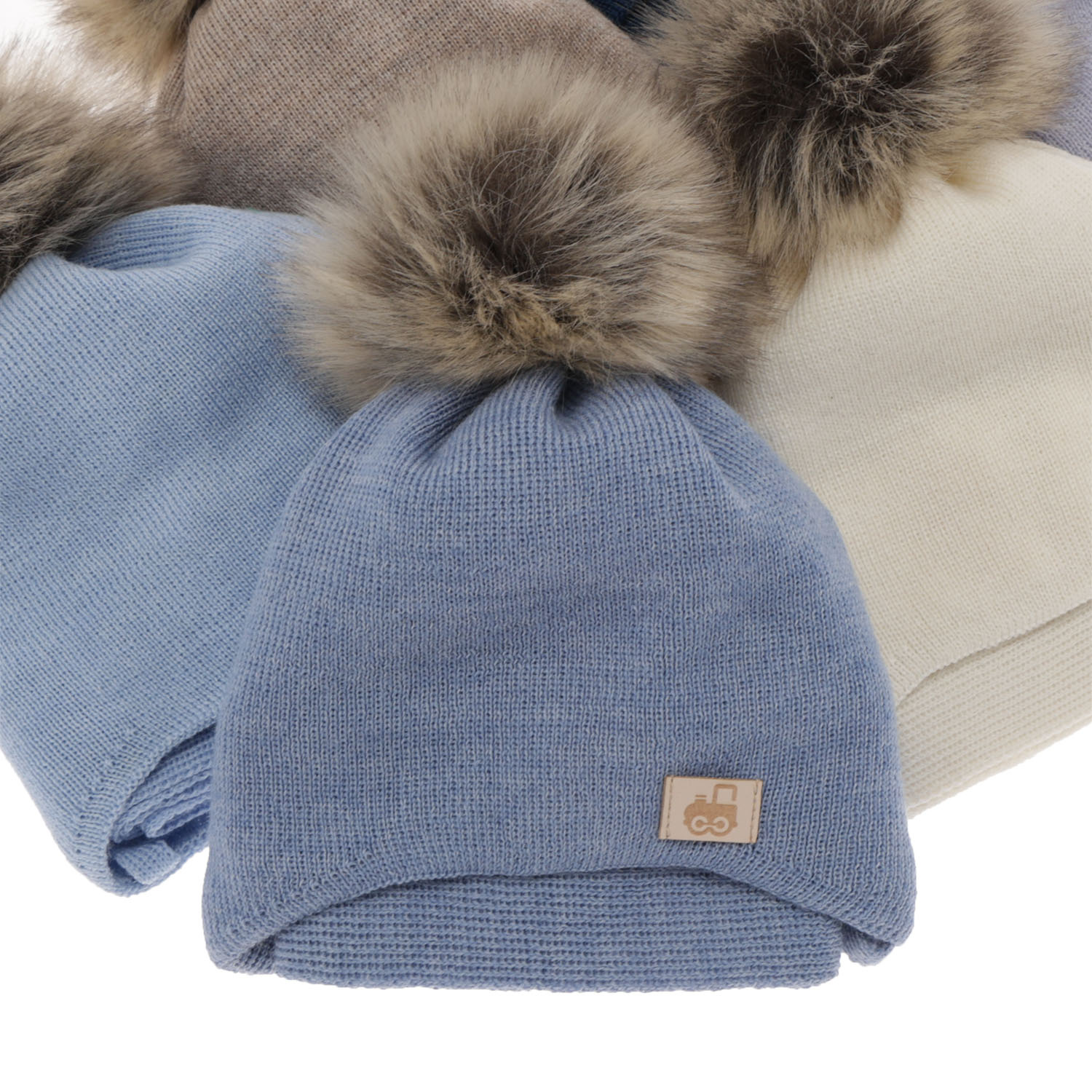 Ensemble d'hiver garçon: bonnet et écharpe, bleu, avec laine mérinos, Anastazy