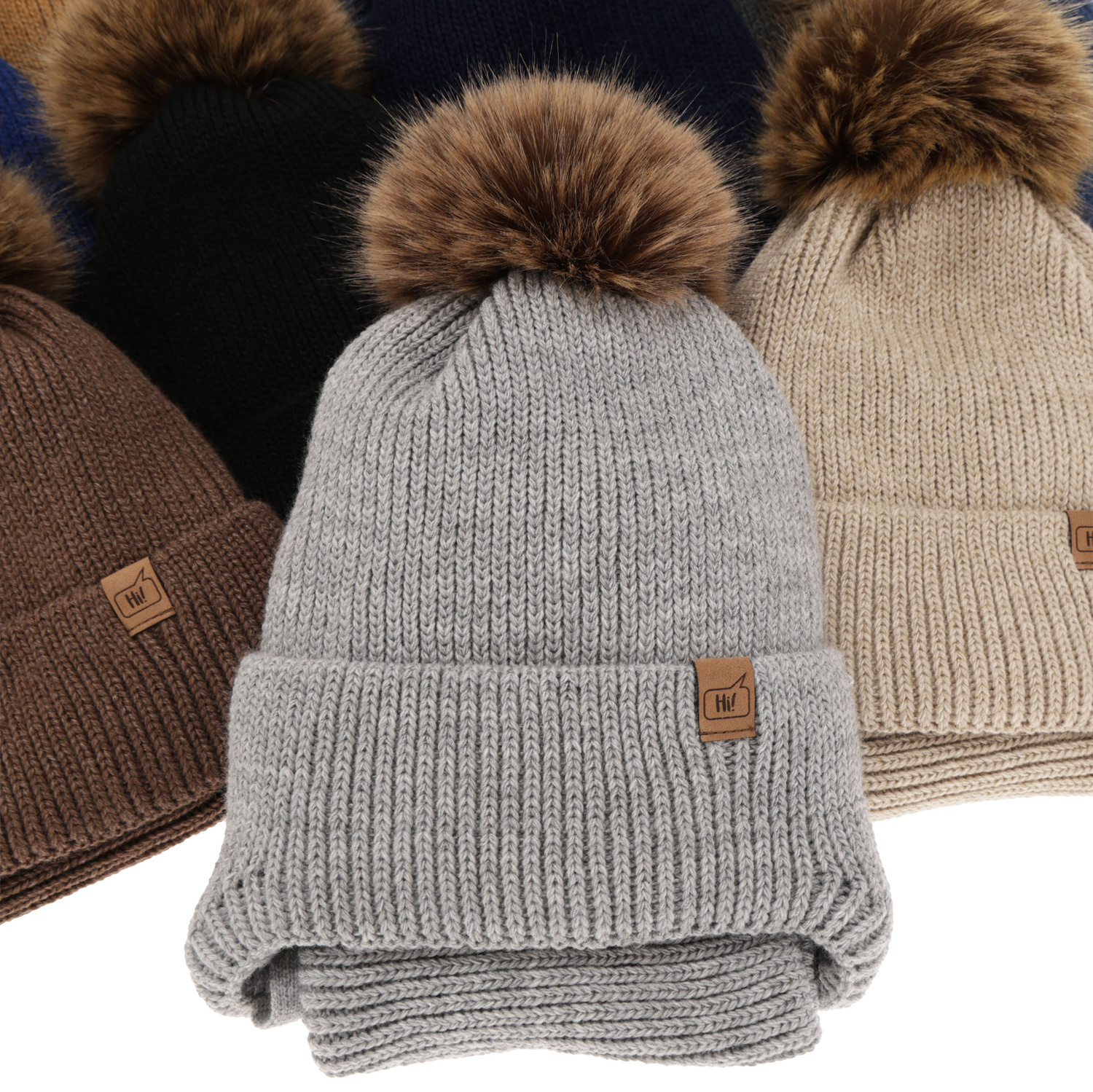 Ensemble d'hiver garçon: bonnet et snood, camel, avec pompon, avec liens, Zico