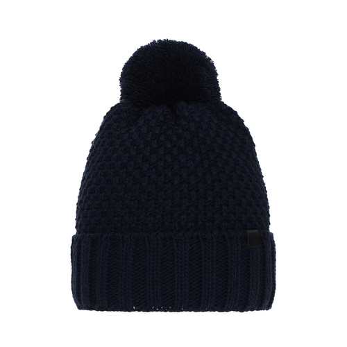 Bonnet d'hiver garçon, bleu marine, avec pompon, Polins