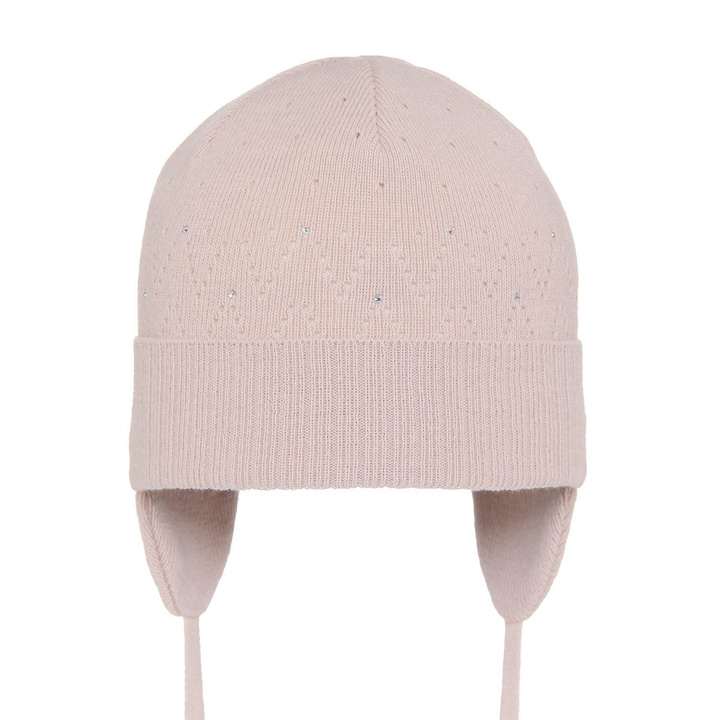 Bonnet automne/printemps fille, beige, avec liens, Apka