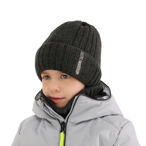 Ensemble d'hiver garçon: bonnet et snood, noir, Balaton