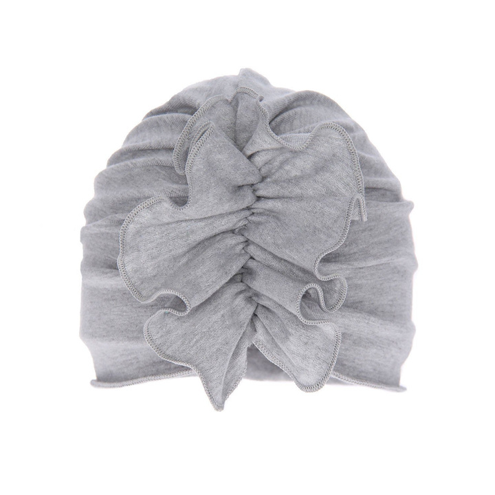 Bonnet automne/printemps fille, grise, en coton, avec fronces, Werka