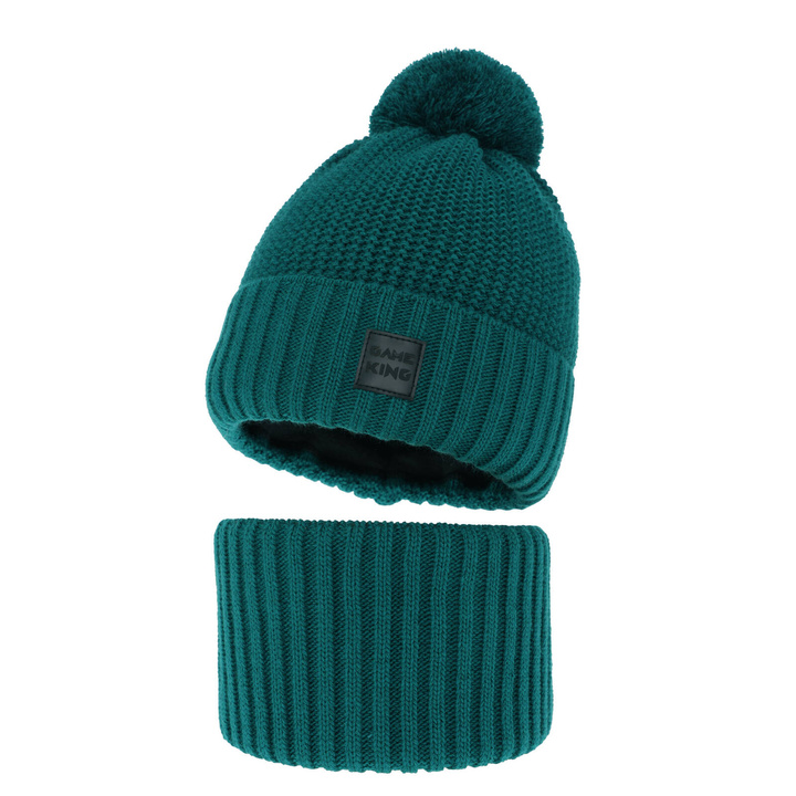 Ensemble d'hiver garçon: bonnet et snood, vert émeraude, Conan