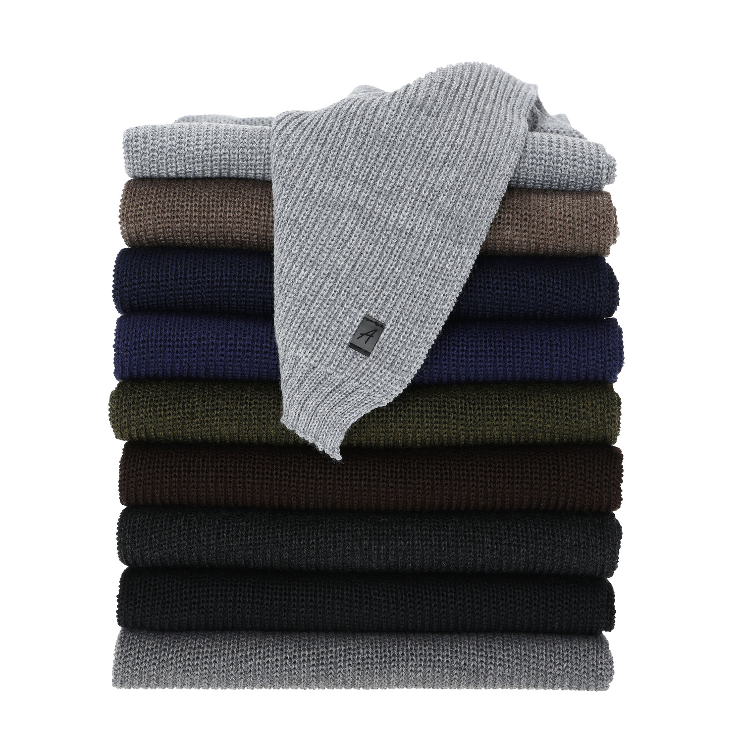 Écharpe d'hiver homme, gris, avec laine mérinos Algor